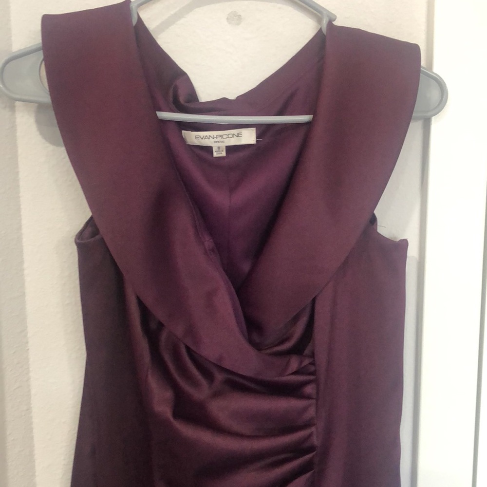 Evan-Capone women’s Cocktail Dress Size 8 Plum color. Sleeveless midi length - Picture 3 of 12